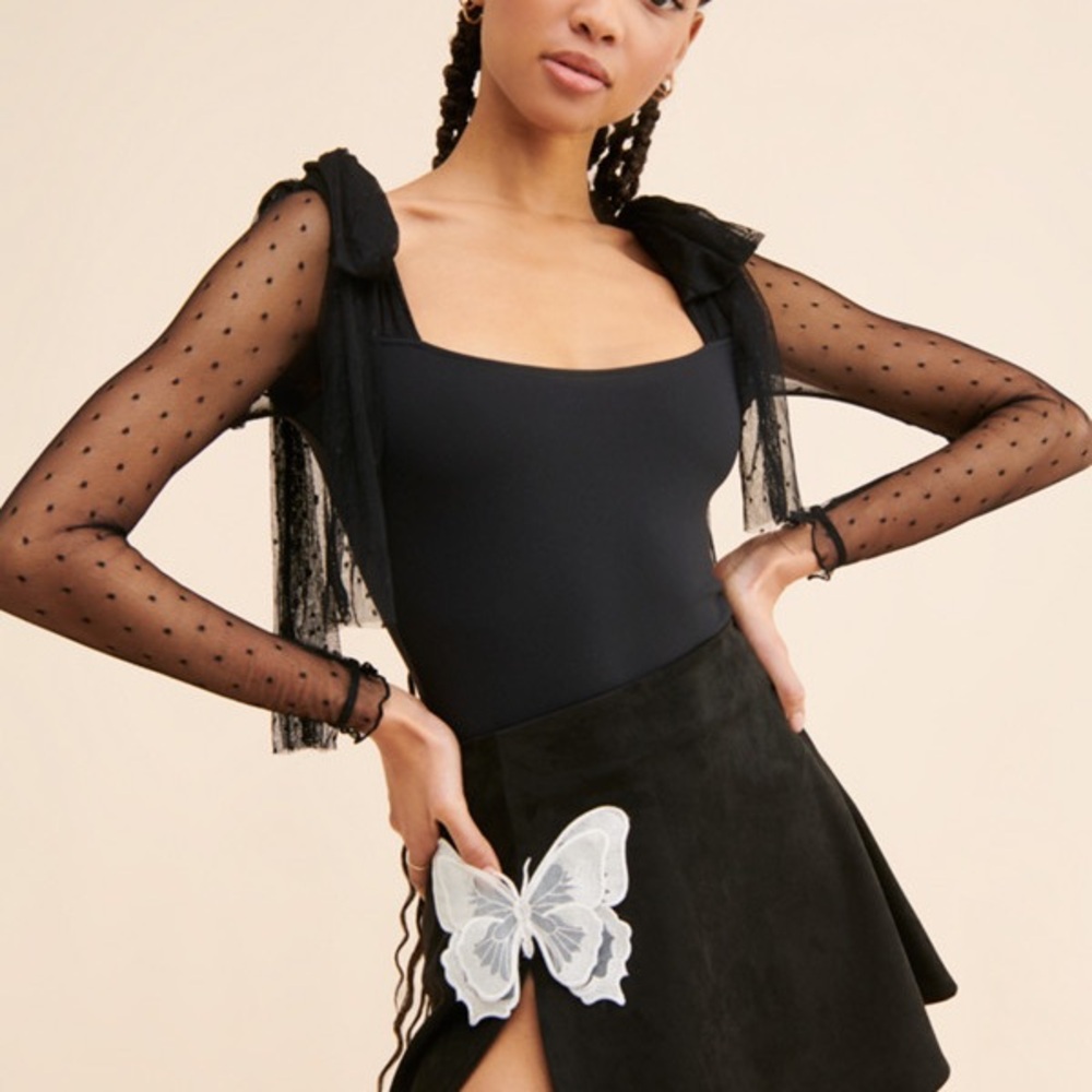 Elegant Black Sheer Sleeve Bodysuit